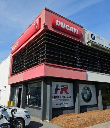 Exterior picture of a Ducati showroom in Vancouver.